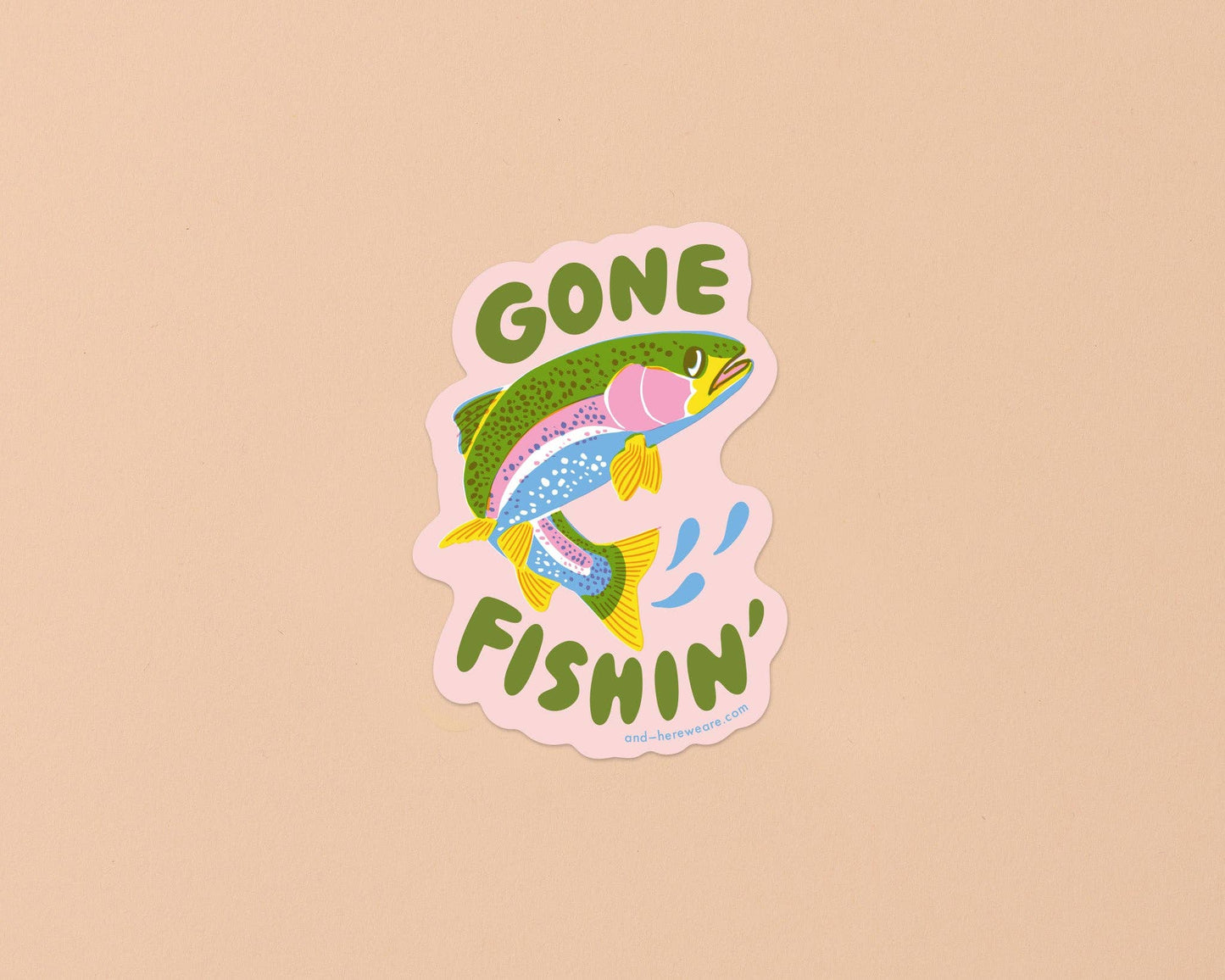 Gone Fishin' Vinyl Trout Sticker - Fish, Summer, Fisherman -Made in USA - Stocking stuffer, Holiday, Gift Guide