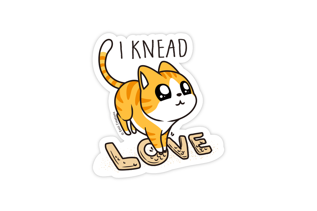Punny Cat Knead Love Sticker