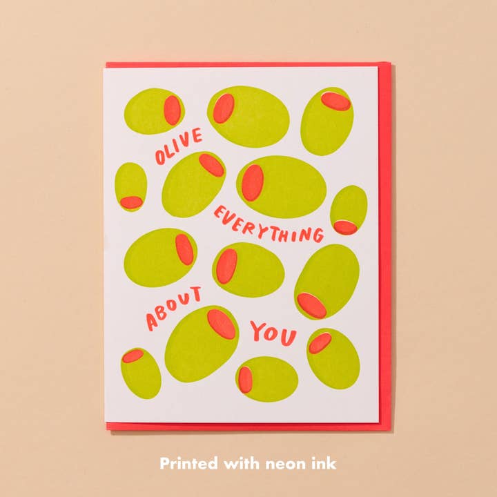 Olive Everything About You Letterpress Food Love Card