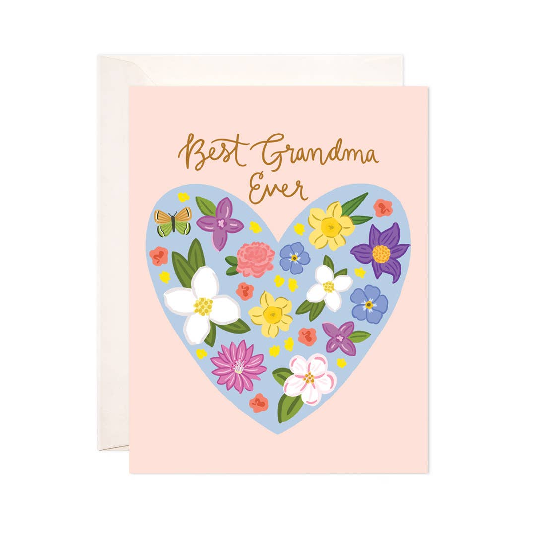 Floral Heart Grandma Greeting Card - Perfect for Mother's Da