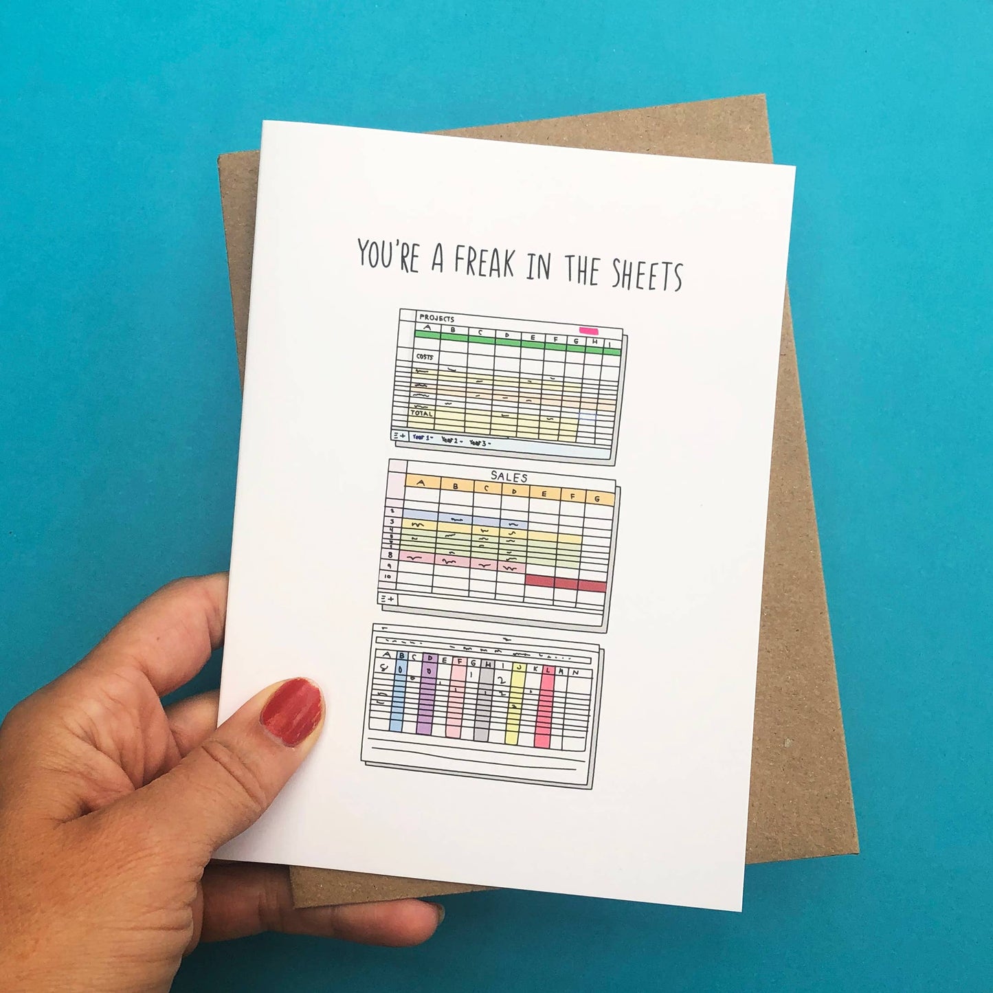 Freak in the Sheets Greeting Card