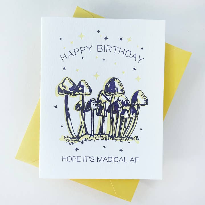 Magical Mushroom Birthday - Letterpress Birthday Card