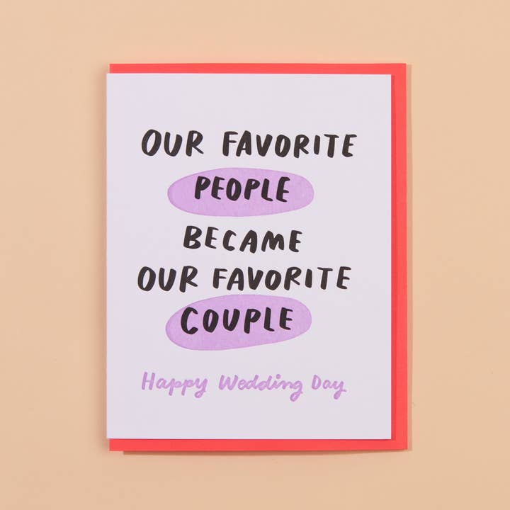 Favorite Couple Wedding Letterpress Greeting Card