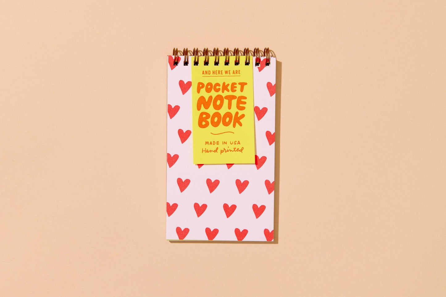 Hearts Letterpress Pocket-size Spiral Notebook Valentine's Day Gift - Made in USA - Cute, Love - Valentines Day Gift - Stocking stuffer, Holiday, Gift Guide