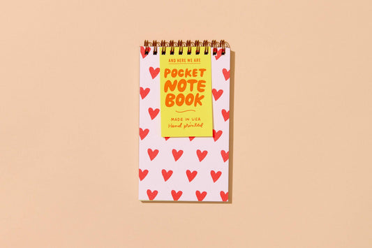 Hearts Letterpress Pocket-size Spiral Notebook Valentine's Day Gift - Made in USA - Cute, Love - Valentines Day Gift - Stocking stuffer, Holiday, Gift Guide