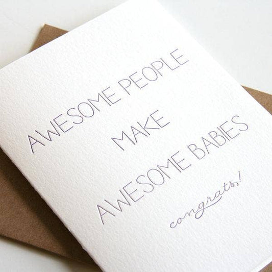 Awesome Babies - Letterpress New Baby Parents Congrats Card