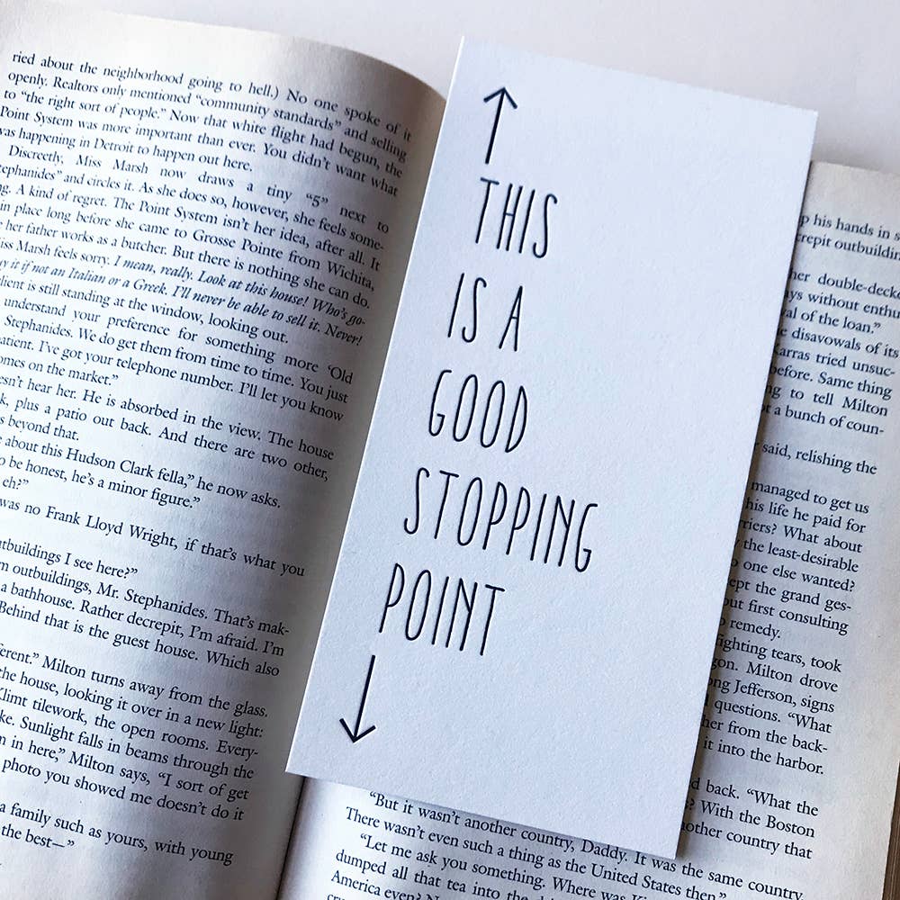 Stopping Point - Typographic Letterpress Bookmark