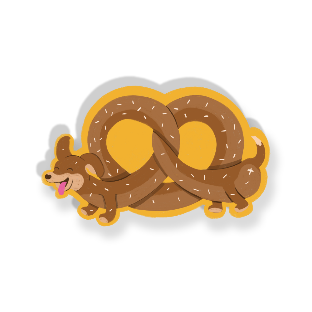 Pretzel Puppy Love Funny Cute Vinyl Sticker, East Coast