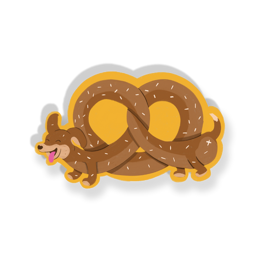 Pretzel Puppy Love Funny Cute Vinyl Sticker, East Coast