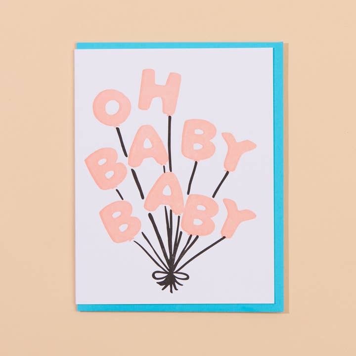 Baby Balloons Letterpress Greeting Card