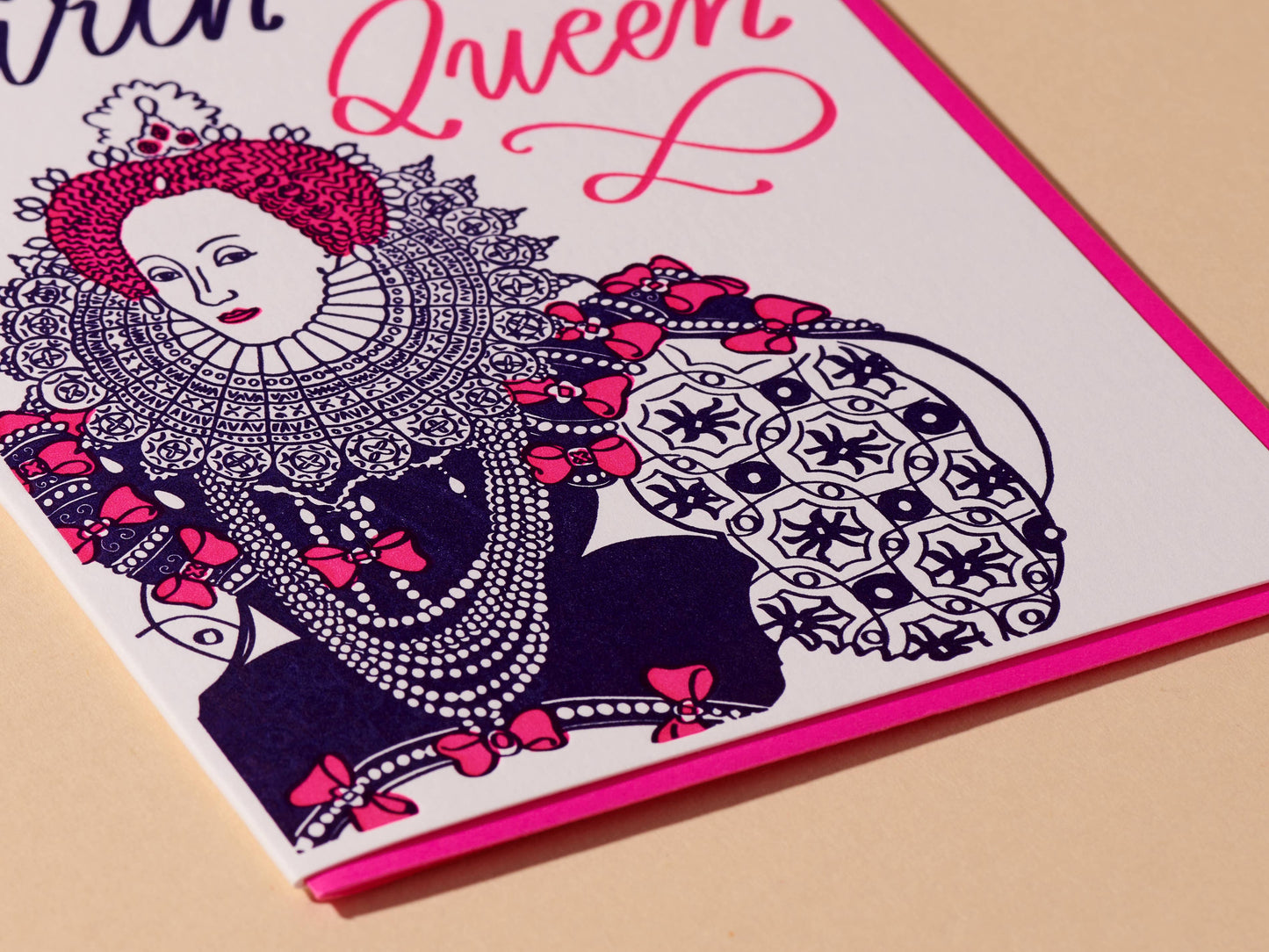 Birthday Queen Letterpress Card - Girly, Bow