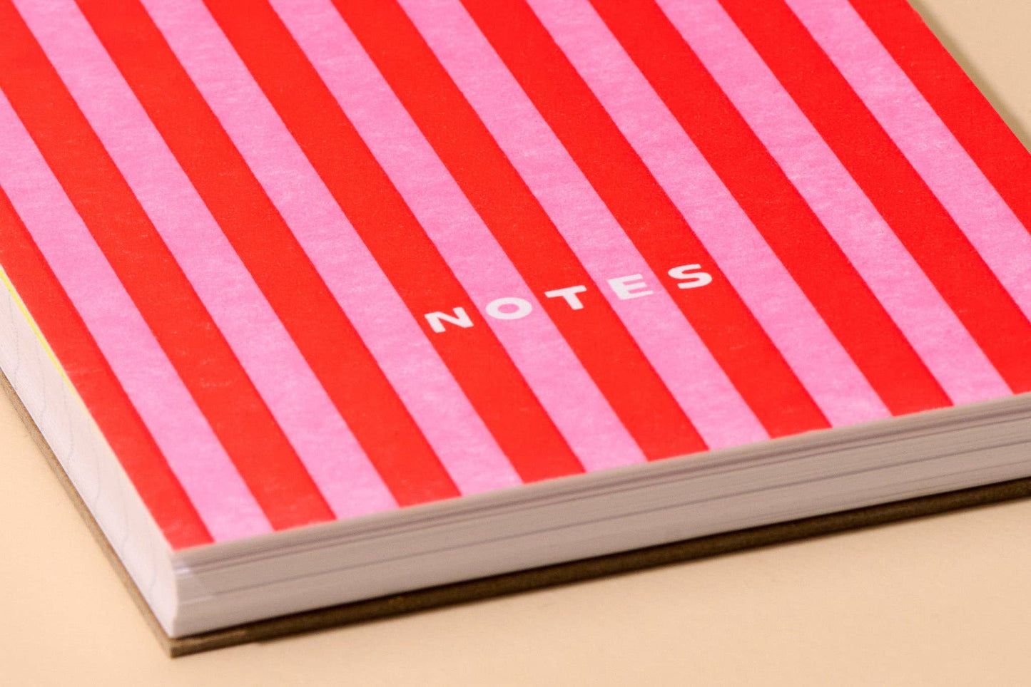 Letterpress Small Spiral Notebook—Cabana Stripe Red/Pink