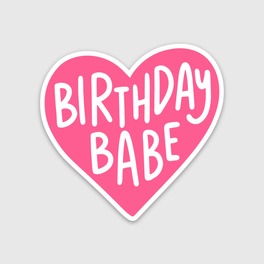 Birthday Babe Heart Sticker