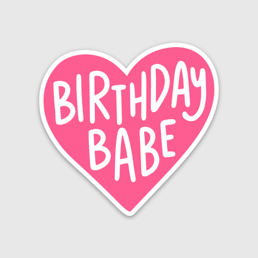 Birthday Babe Heart Sticker