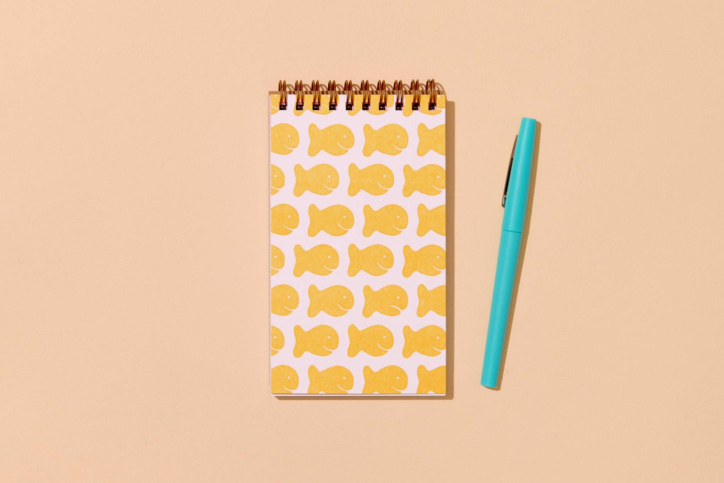 Goldfish Crackers Letterpress Pocket-size Spiral Notebook - Made in USA - Foodie, Snack, Kids - Stocking stuffer, Holiday, Gift Guide