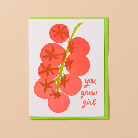 Grow (Tomato) Girl Letterpress Card Foodie