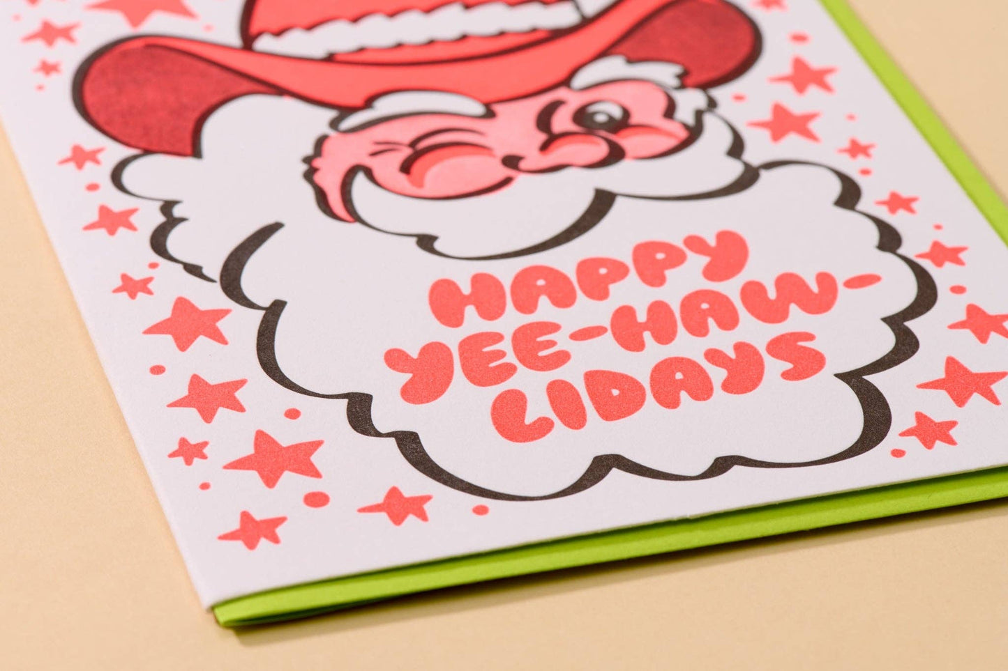 Yee-Haw-lidays Western Santa Letterpress Holiday Christmas Card - Made in USA, Yee Haw - Stocking stuffer, Holiday, Gift Guide