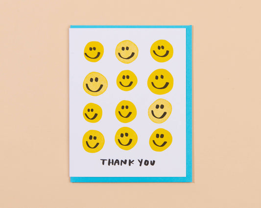 Smiley Thanks Letterpress Greeting Card