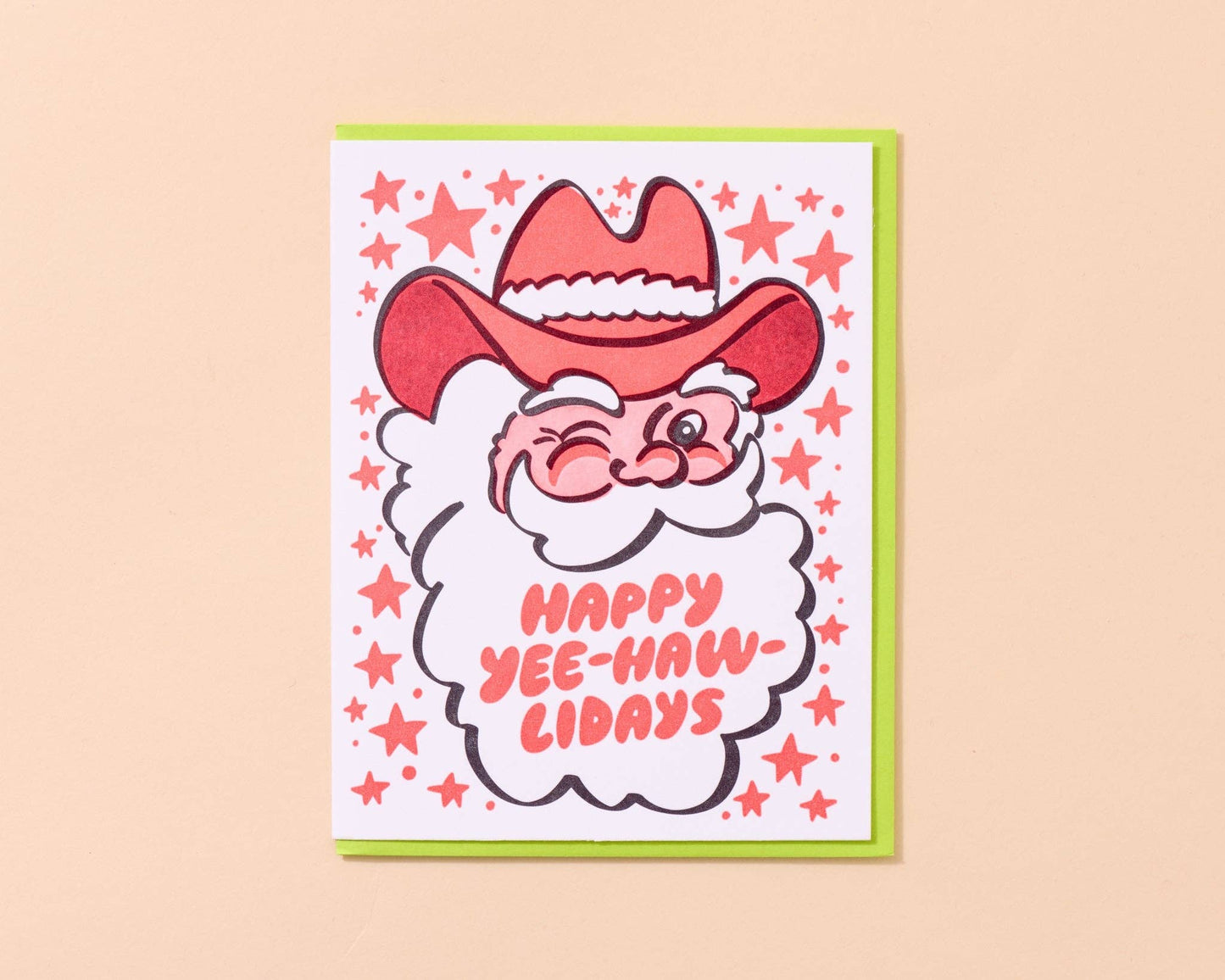 Yee-Haw-lidays Western Santa Letterpress Holiday Christmas Card - Made in USA, Yee Haw - Stocking stuffer, Holiday, Gift Guide