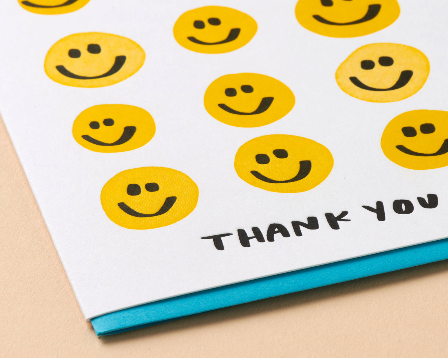 Smiley Thanks Letterpress Greeting Card
