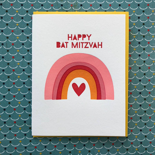 Bat Mitzvah Rainbow - letterpress card