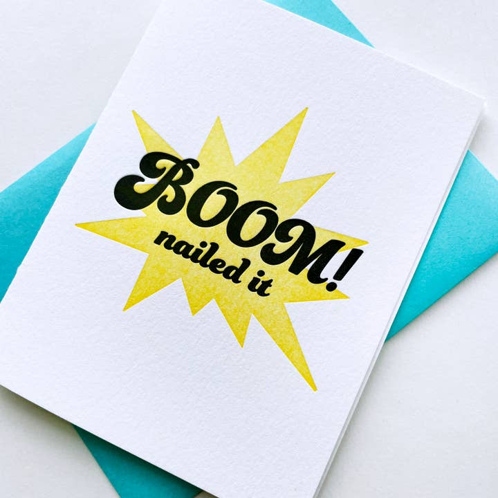 Boom Nailed It - Letterpress Congrats Greeting Card