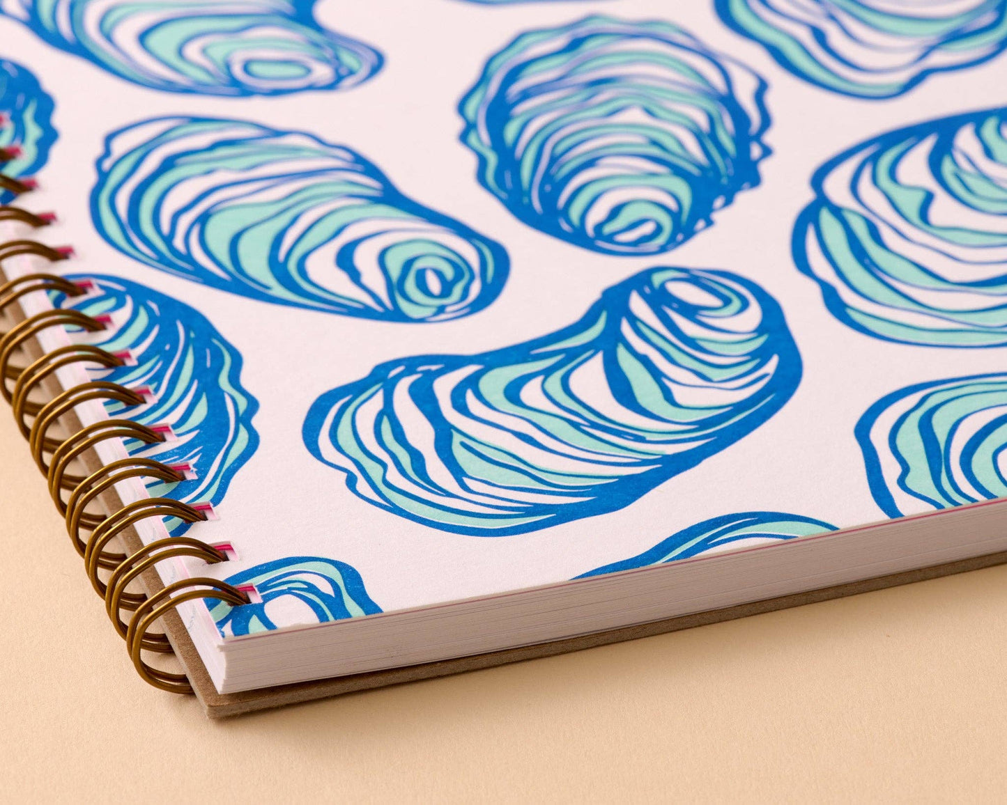 Oysters Letterpress A5 Spiral Notebook - Made in USA - Seafood, Shellfish, Foodie, Ocean, Beach, Coastal - Back to School, Dinner Party, Housewarming Gift - Stocking stuffer, Holiday, Gift Guide