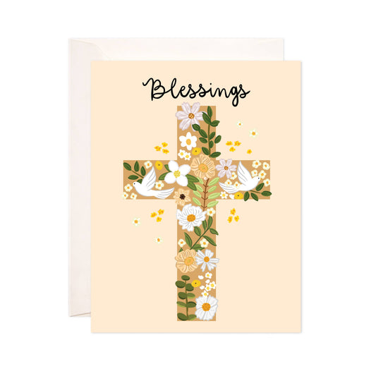 Blessings Cross Greeting Card - Blessings Card
