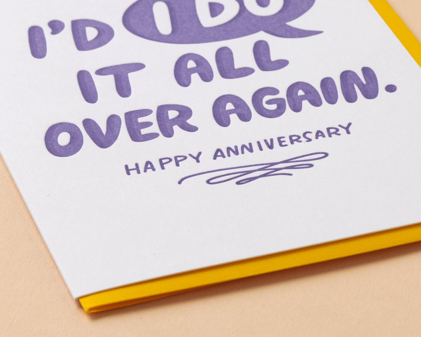 I'd "I Do" It Again Anniversary Letterpress Greeting Card