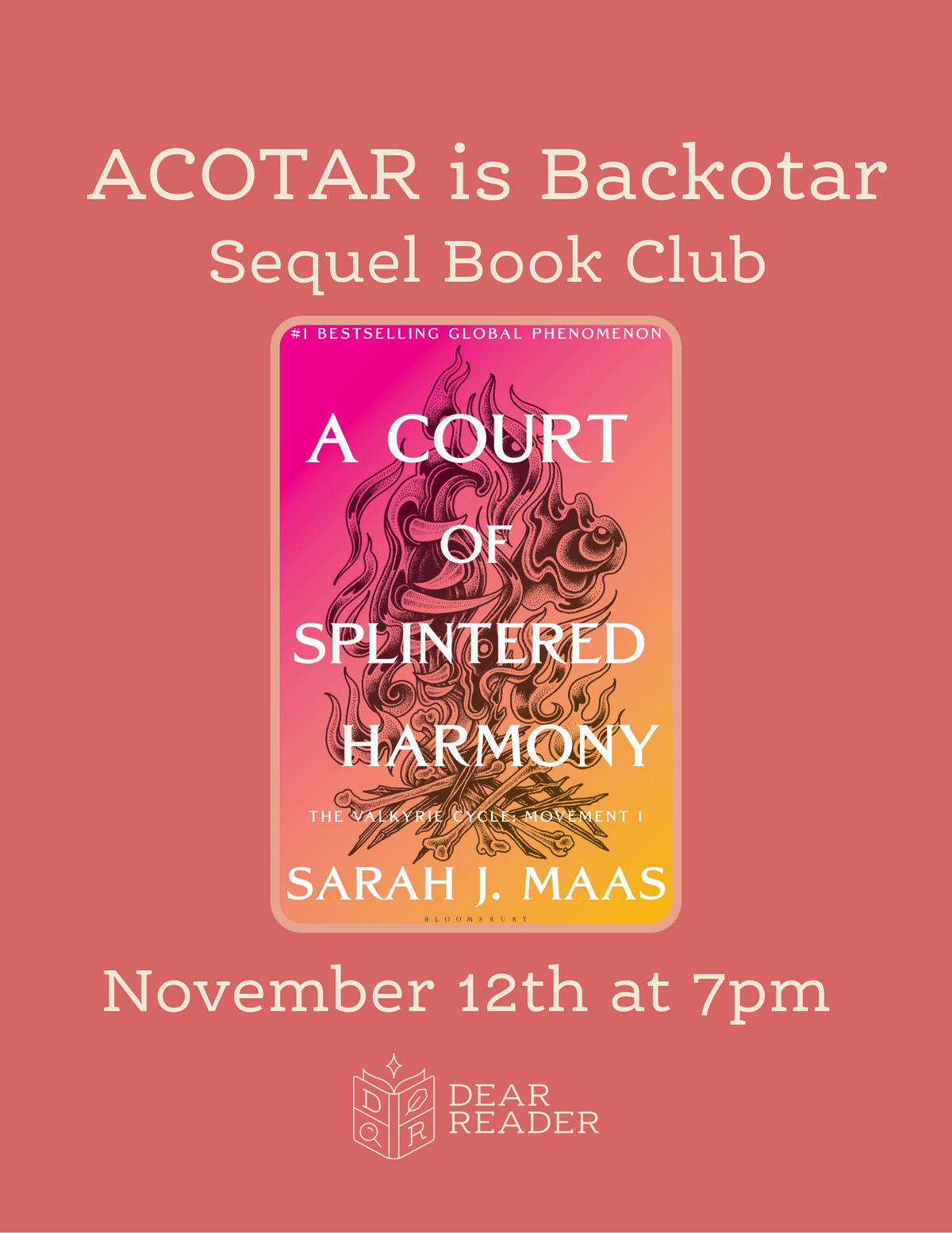 ACOTAR is Backotar Sequel Book Club NOVEMBER - A Court of Splintered Harmony by Sarah J. Maas