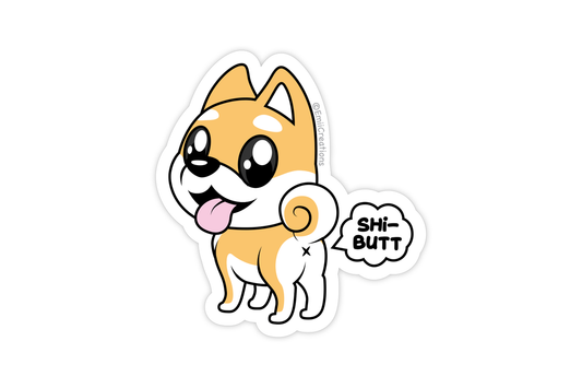 Punny Animal "Shi-butt" Shiba Inu Dog Sticker