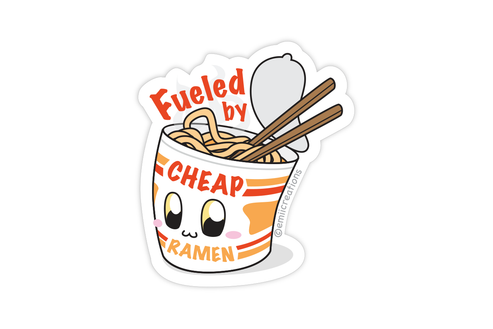 Noodle Fueled by Cheap Ramen Vinyl Sticker