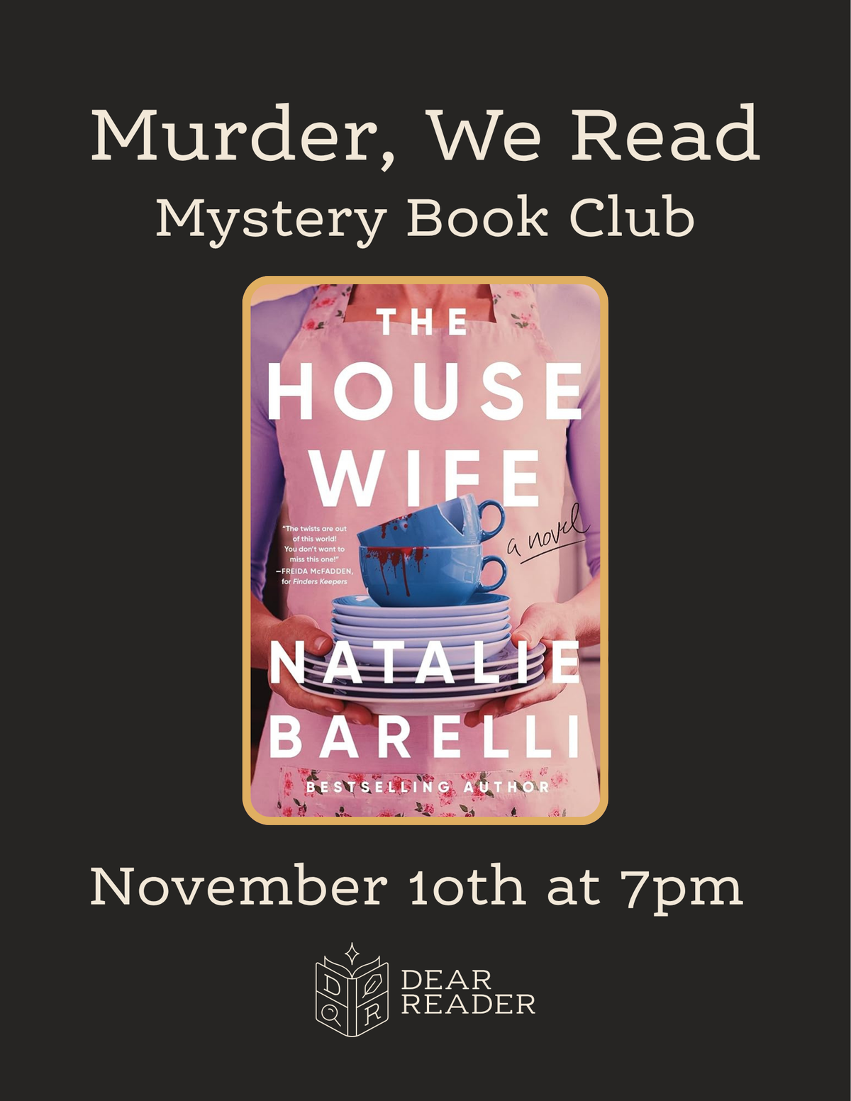 Murder, We Read Book Club NOVEMBER - The Housewife by Natalie Barelli
