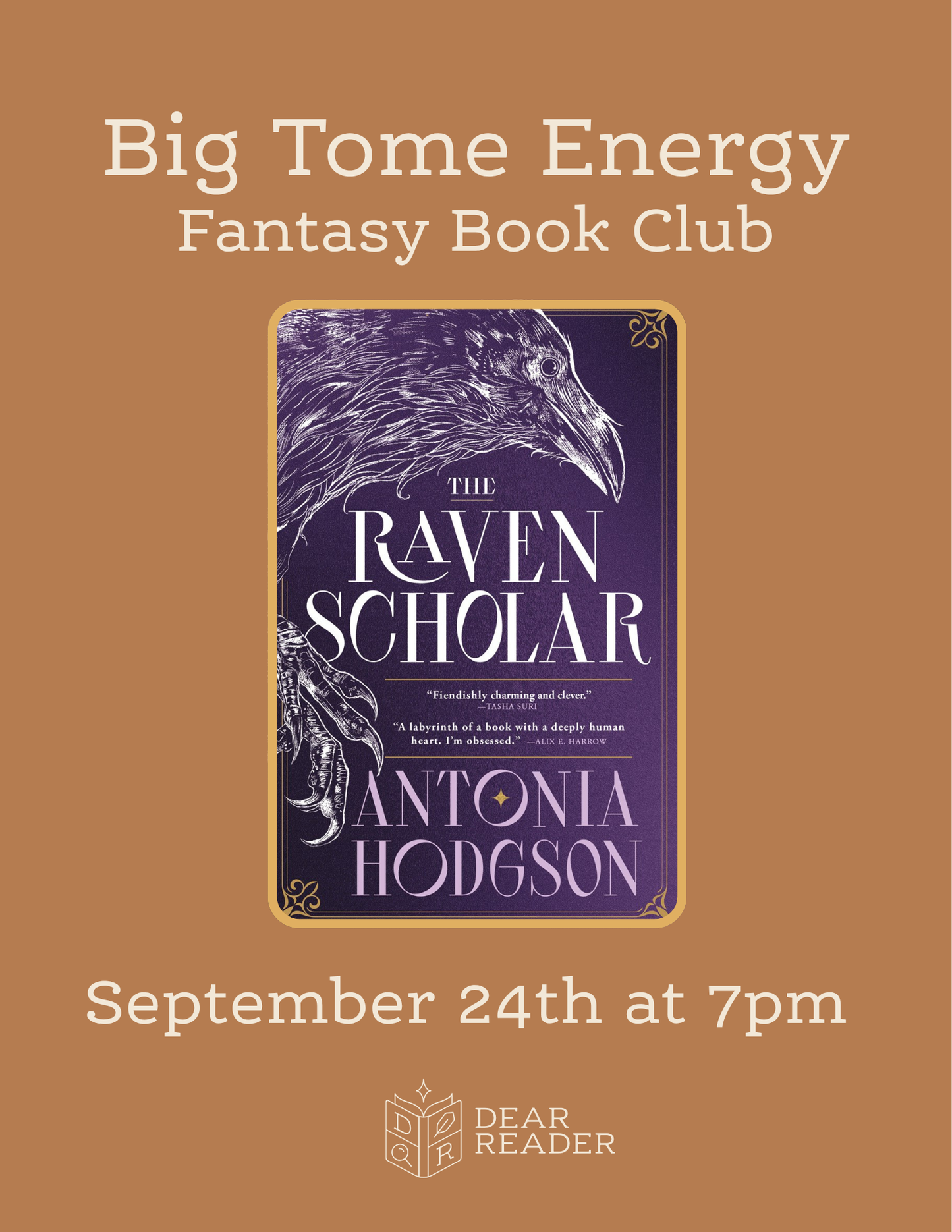 Big Tome Energy Book Club SEPTEMBER - The Raven Scholar by Antonia Hodgson