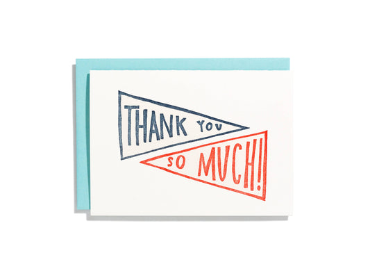 Thanks Pennant Navy - Letterpress Greeting Card