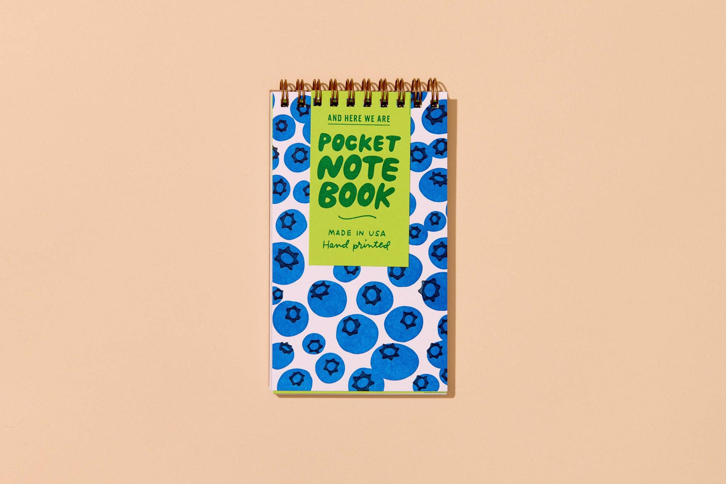 Blueberry Letterpress Pocket-size Spiral Notebook - Made in USA - Foodie, Fruit, Vegetable, Garden, Berry - Stocking stuffer, Holiday, Gift Guide