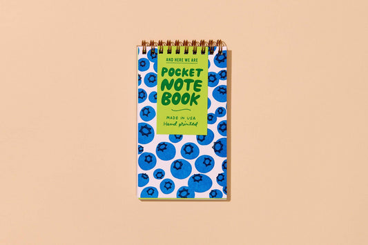 Blueberry Letterpress Pocket-size Spiral Notebook - Made in USA - Foodie, Fruit, Vegetable, Garden, Berry - Stocking stuffer, Holiday, Gift Guide