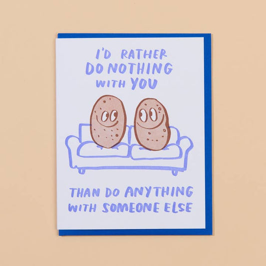 Couch Potatoes Love Letterpress Greeting Card - Valentine's Day
