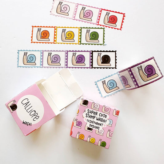 Rainbow Snail Parade Faux-stage Stamp Washi