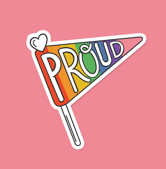 Rainbow Flag, Proud Pride Vinyl Sticker, Colorful, Cute