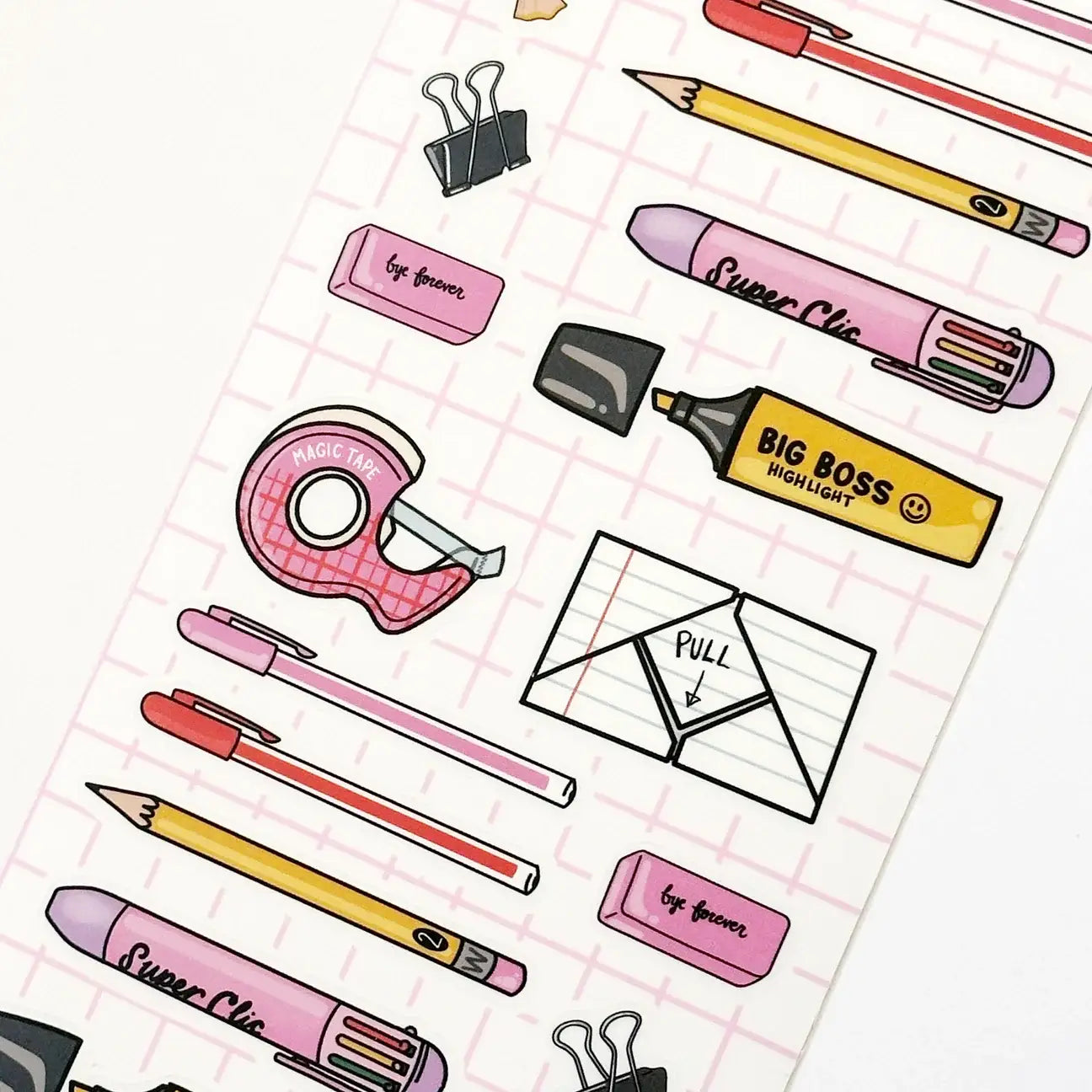 Office Supplies Clear Sticker Sheet