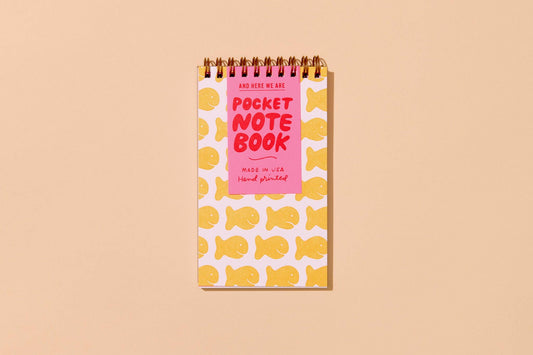 Goldfish Crackers Letterpress Pocket-size Spiral Notebook - Made in USA - Foodie, Snack, Kids - Stocking stuffer, Holiday, Gift Guide