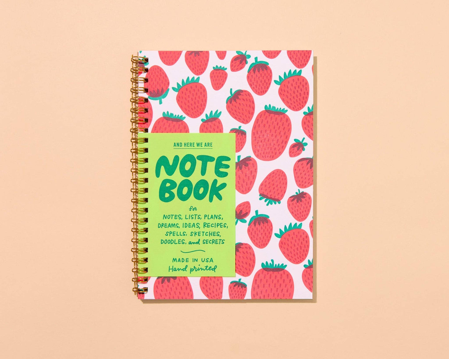 Letterpress A5 Spiral Notebook—Strawberry (Colorful Berries)