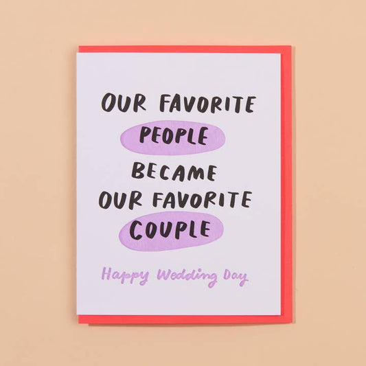 Favorite Couple Wedding Letterpress Greeting Card
