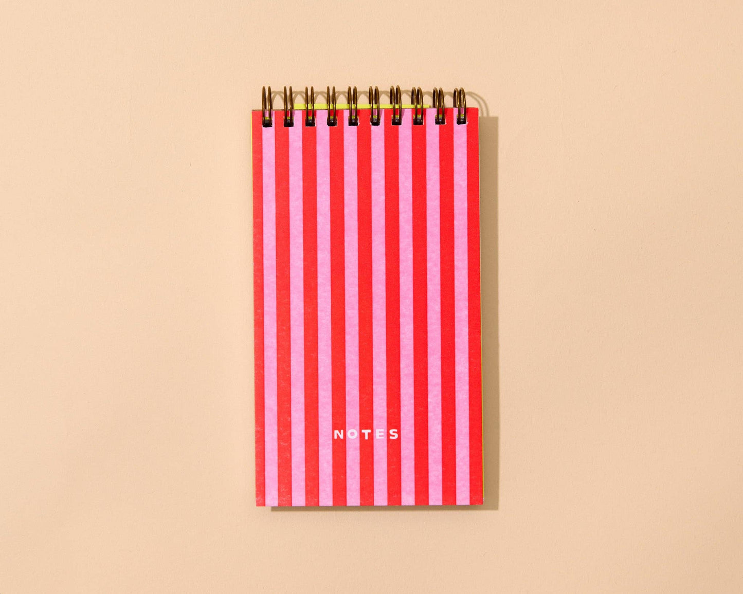 Letterpress Small Spiral Notebook—Cabana Stripe Red/Pink