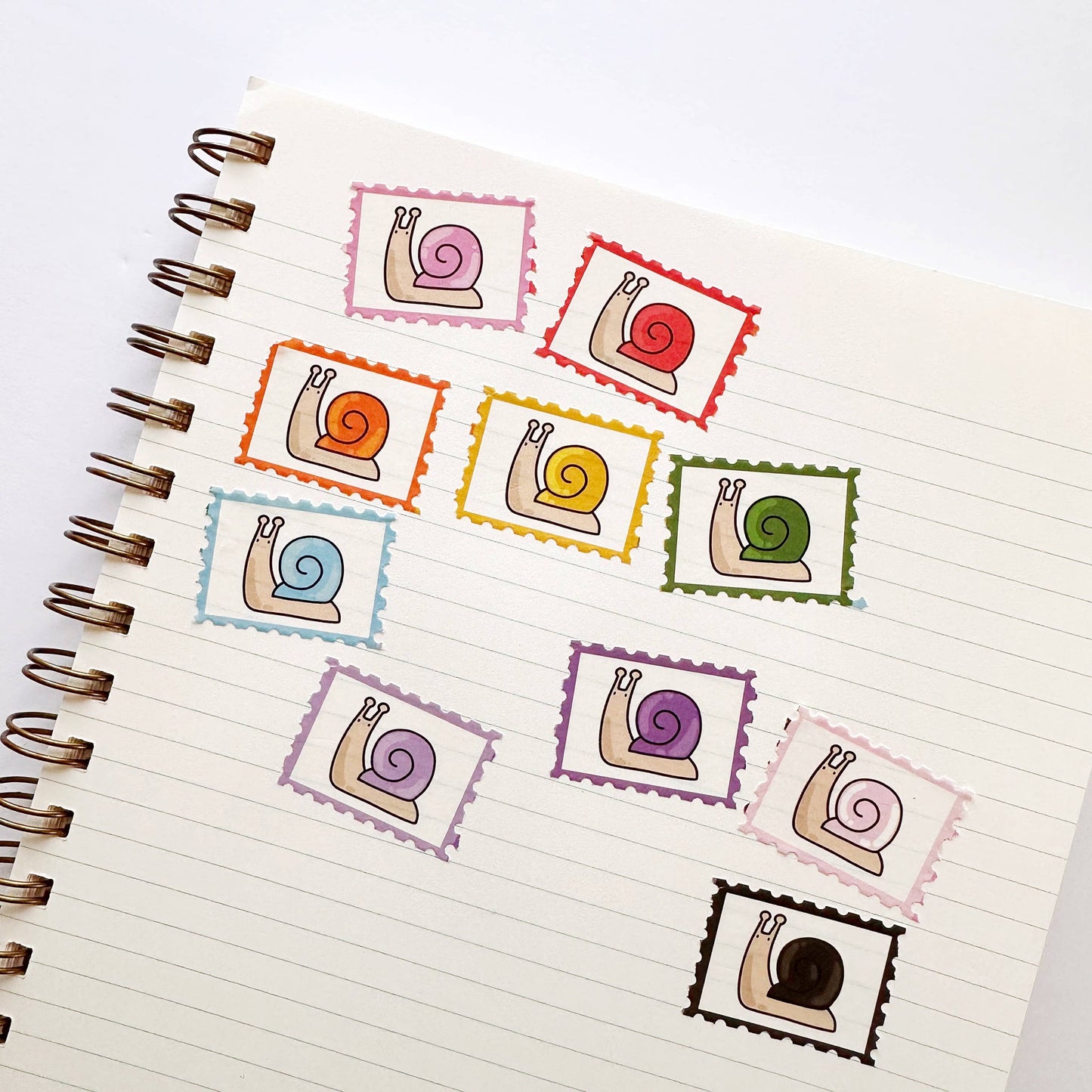 Rainbow Snail Parade Faux-stage Stamp Washi