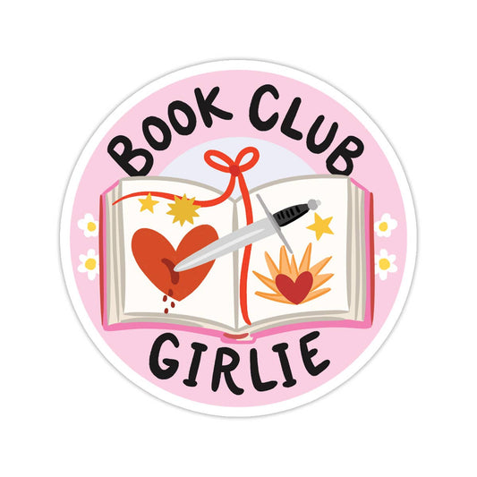 Book Club Girlie Vinyl Sticker - Books, Bookstore